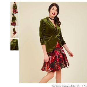 Modcloth Esley Fine and Sandy olive velvet blazer